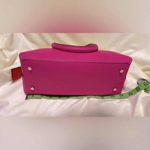 Kate Spade Satchel - Cameron Street Maisie w/crossbody strap. Raffia & Hot Pink - Picture 8 of 10